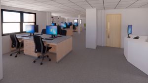 8 - Front Office Area (CGI) from East to West- click for photo gallery
